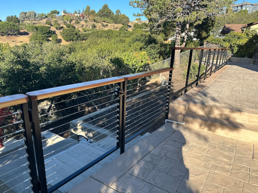 Cable railing overlooking a hillside