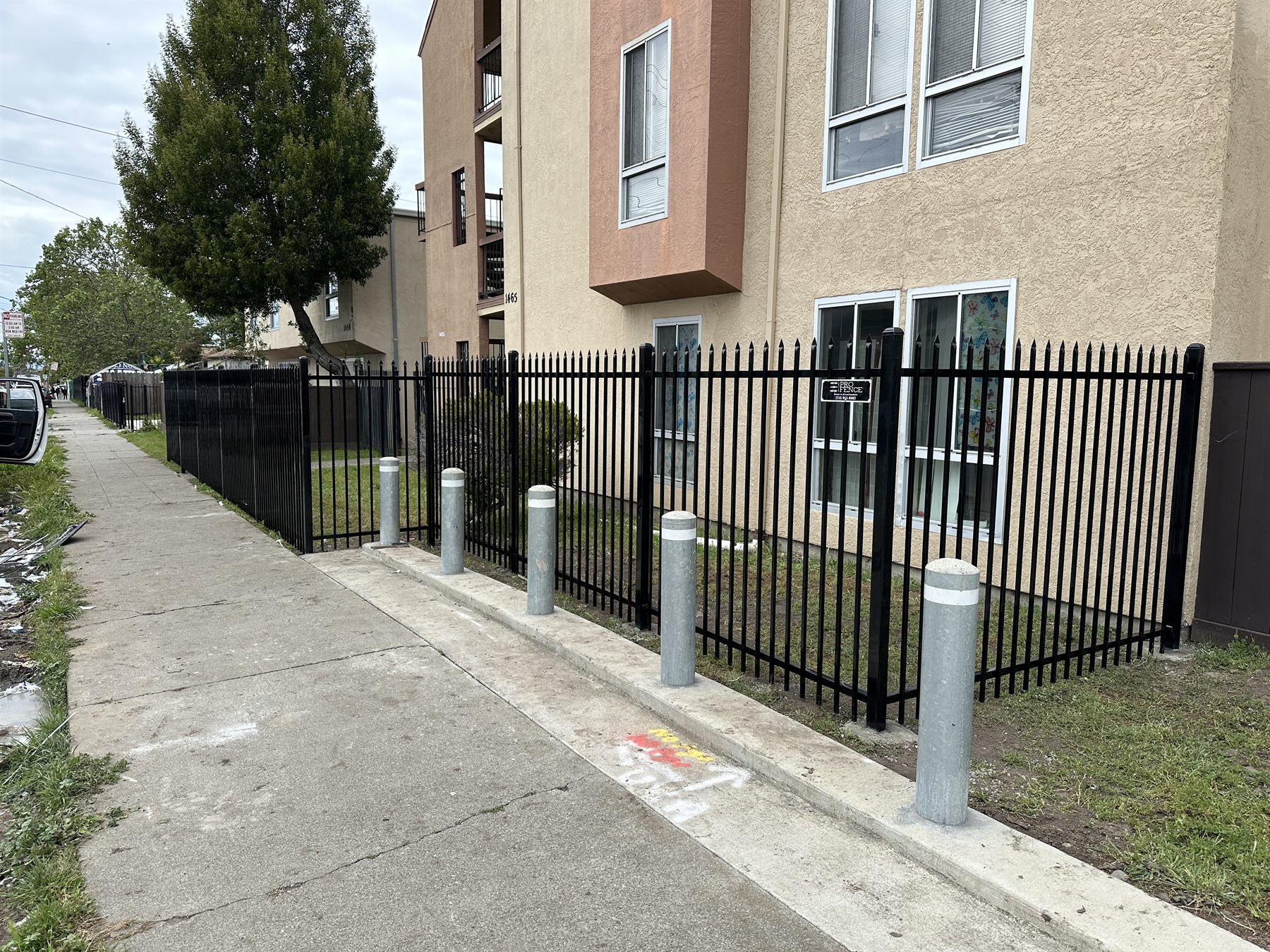 Black ornamental security fence for an apartment property