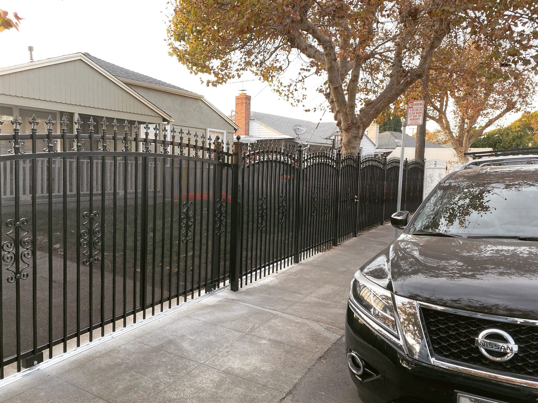 Black ornamental front fence