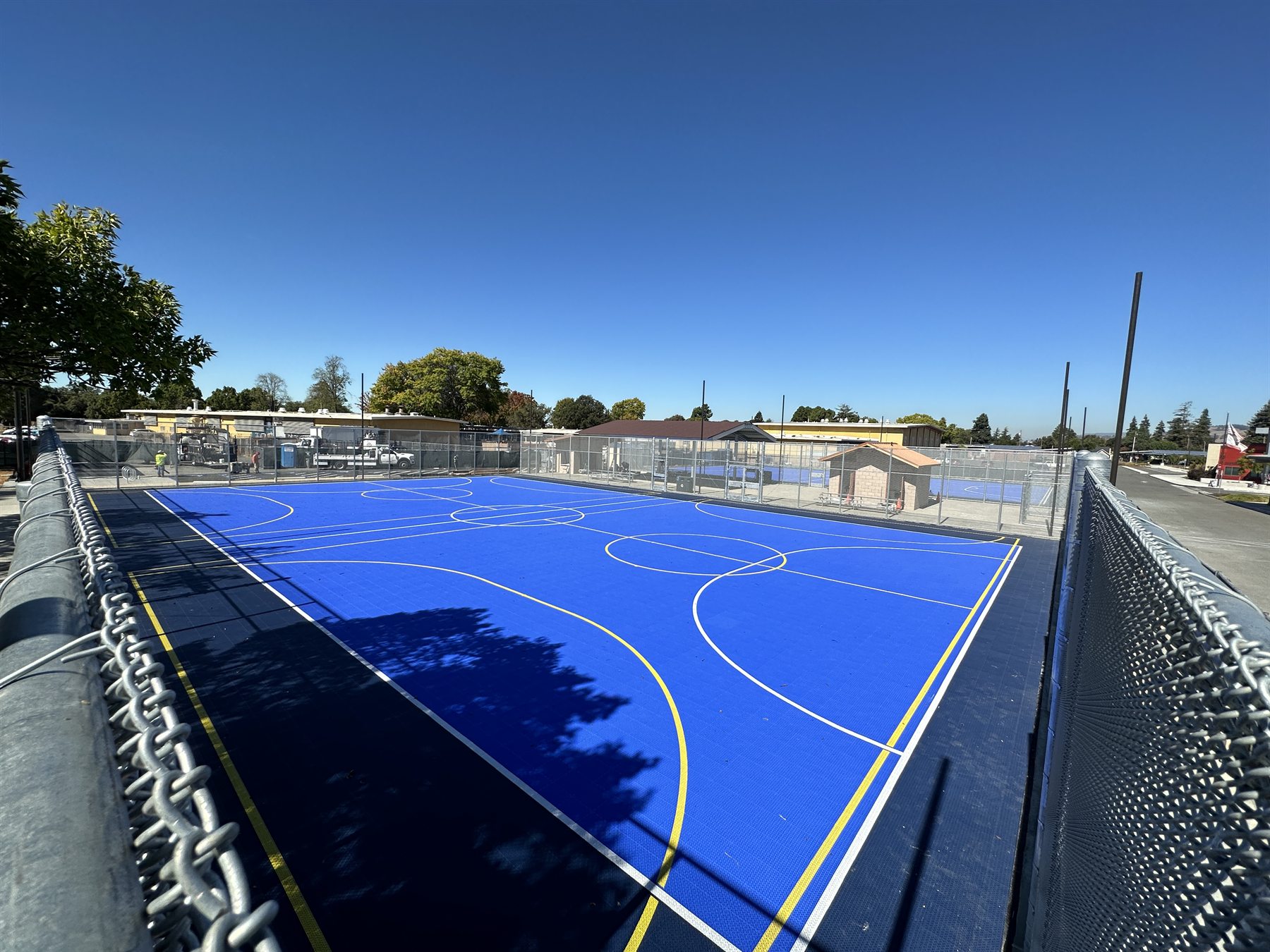 Sports court chain link fence
